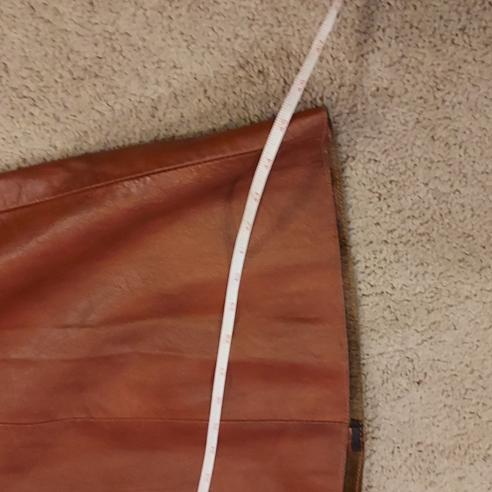 Ladies Brown Leather Long Coat - Picture 14 of 14